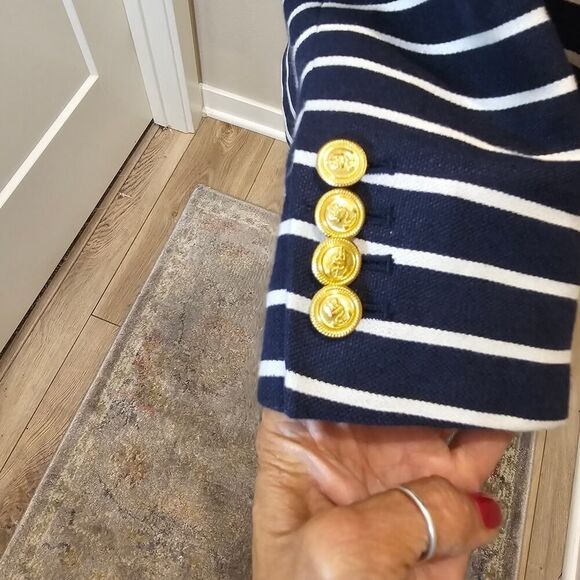 J. Crew Classic Schoolboy White/Navy Mixed Stripes Blazer Size 2 - Picture 6 of 12